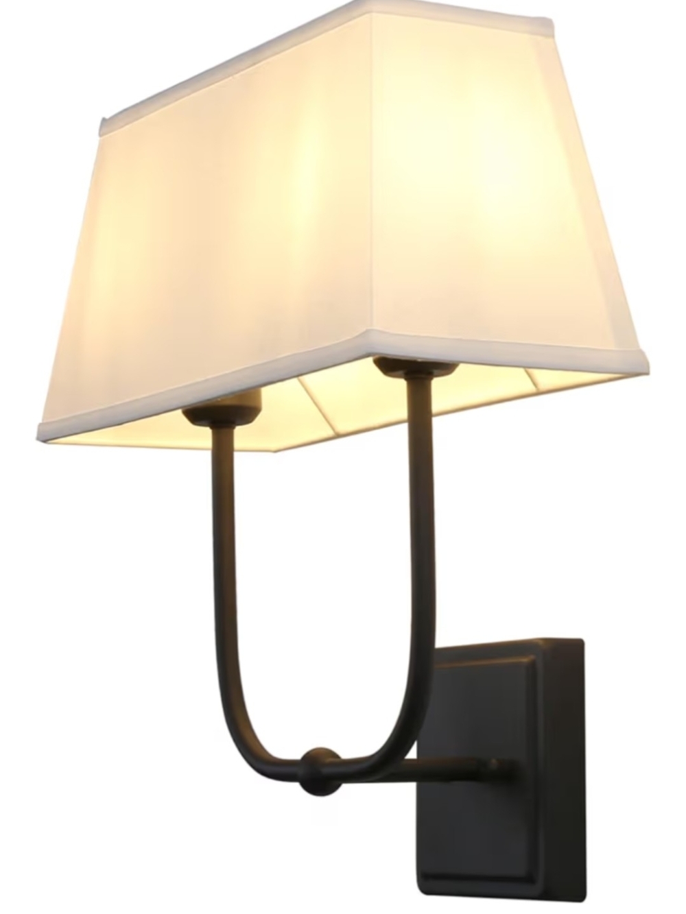Modern Double-Arm Wall Sconce with Rectangular White Shade